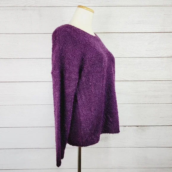 Lands End Petite Fuzzy Crewneck Sweater - Picture 2 of 5